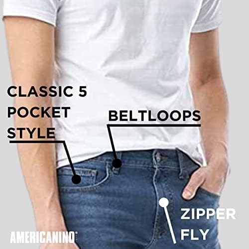 ג'ינס ישר של אמריקן גברים רזה - תערובת כותנה רכה, עיצוב 5 כיס | ג'ינס יומיומי